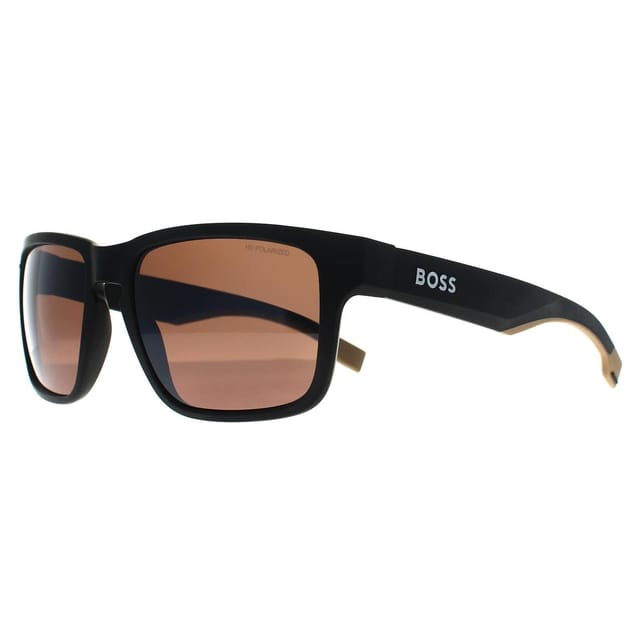 Hugo Boss Hugo Boss Men's Square Matte Black Brown Polarized BOSS 1497/S - 2