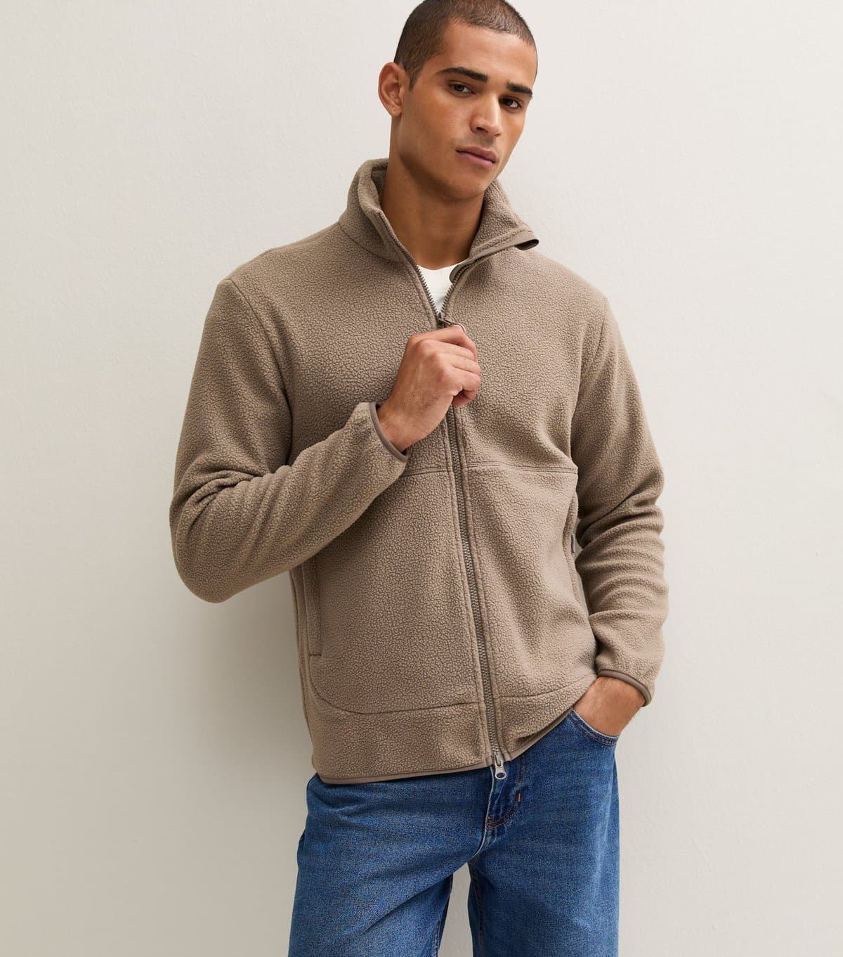Only and Sons Men's Stone Fleece Long Sleeve Jacket Only and Sons New Look