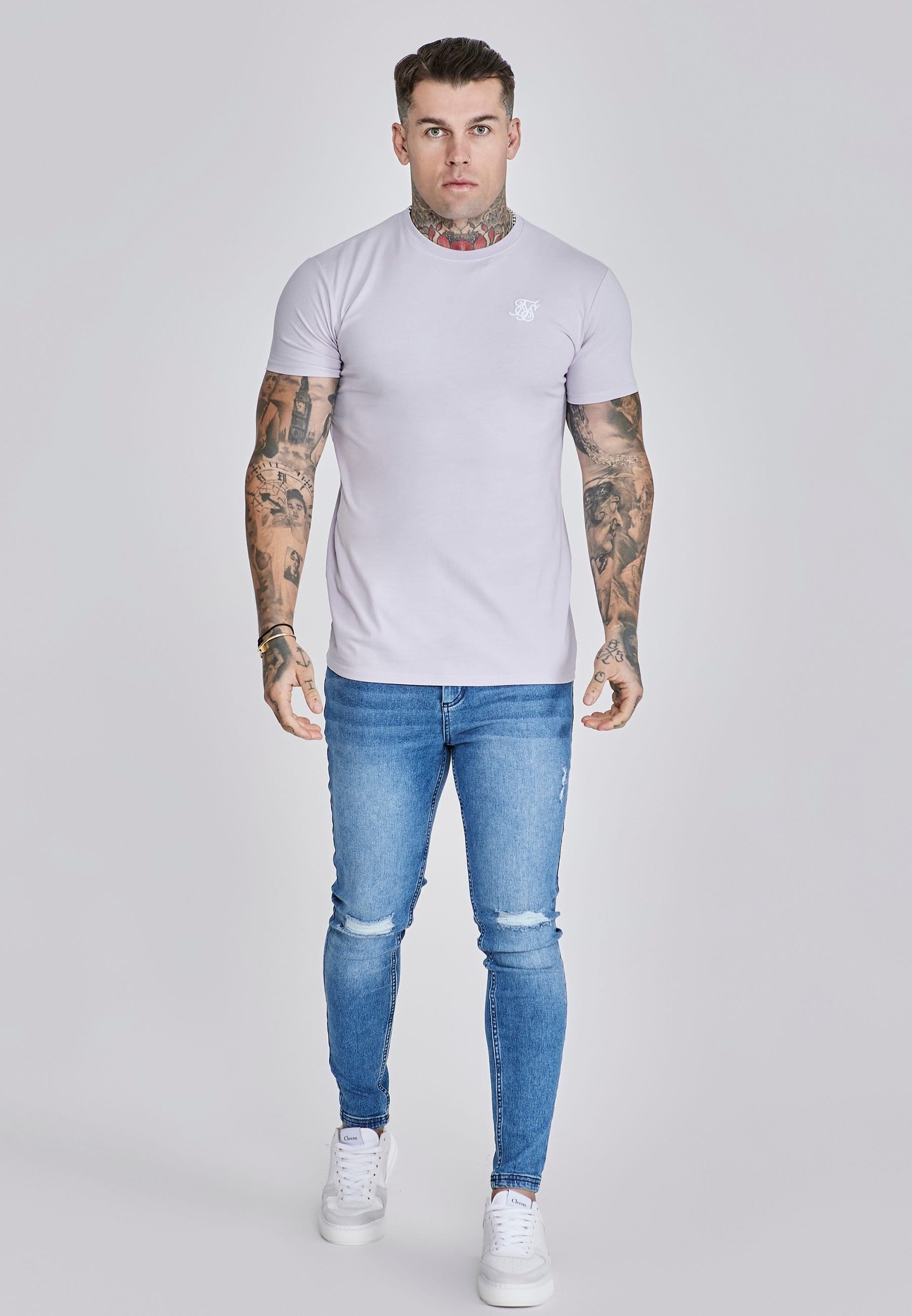 SikSilk SikSilk Men's Essentials T-Shirt in Lilac - 4