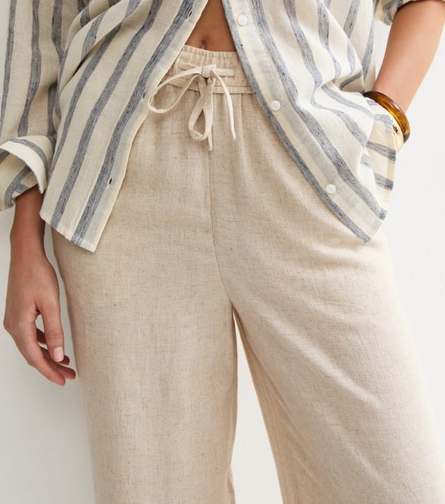 New Look Women's Tall Stone Wide Leg Trousers with Linen New Look - 2