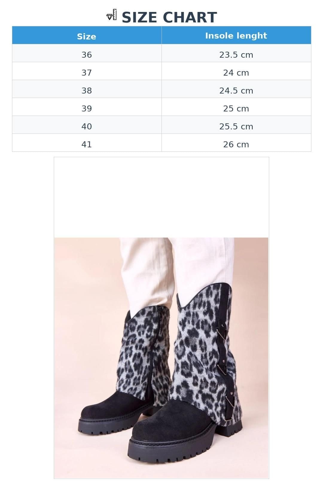 Love Lace Love Lace Women's Comfort Leopard Print Rolled Shaft Flat Ankle Boots Kaylia in Black - 4