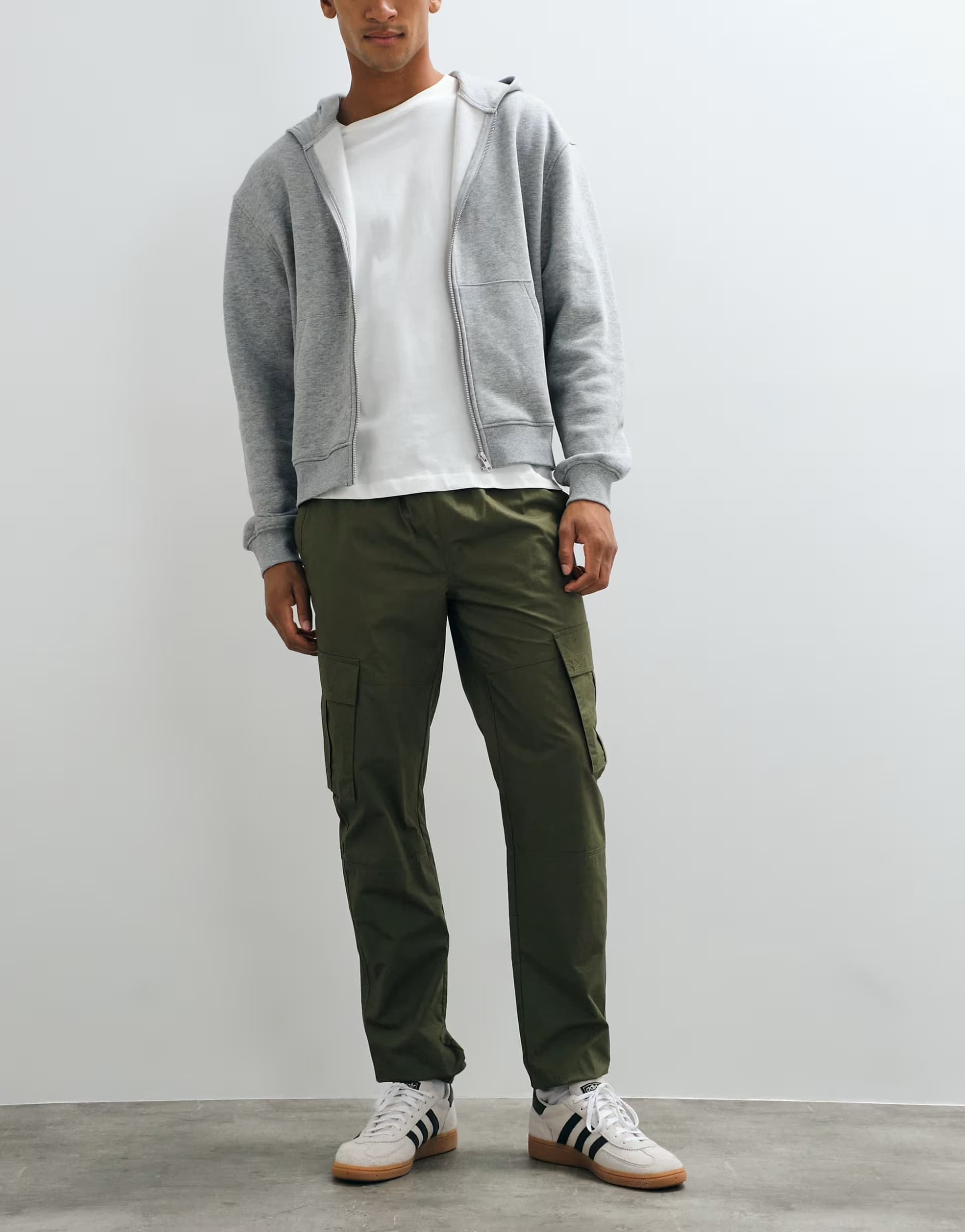 ASOS Threadbare drawstring waist cargo trousers in khaki