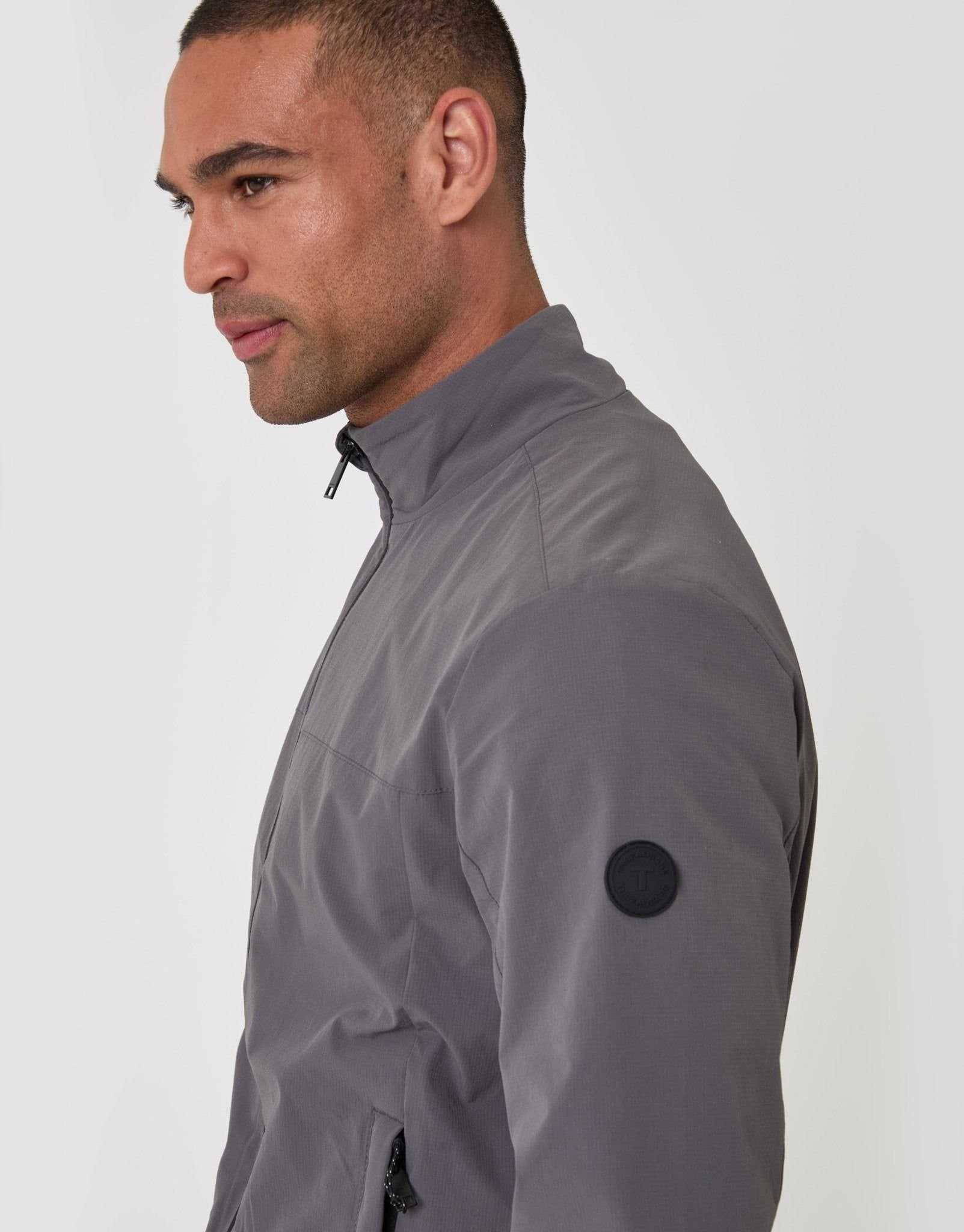 Threadbare threadbare Men's Showerproof Ripstop Harrington Jacket in Grey