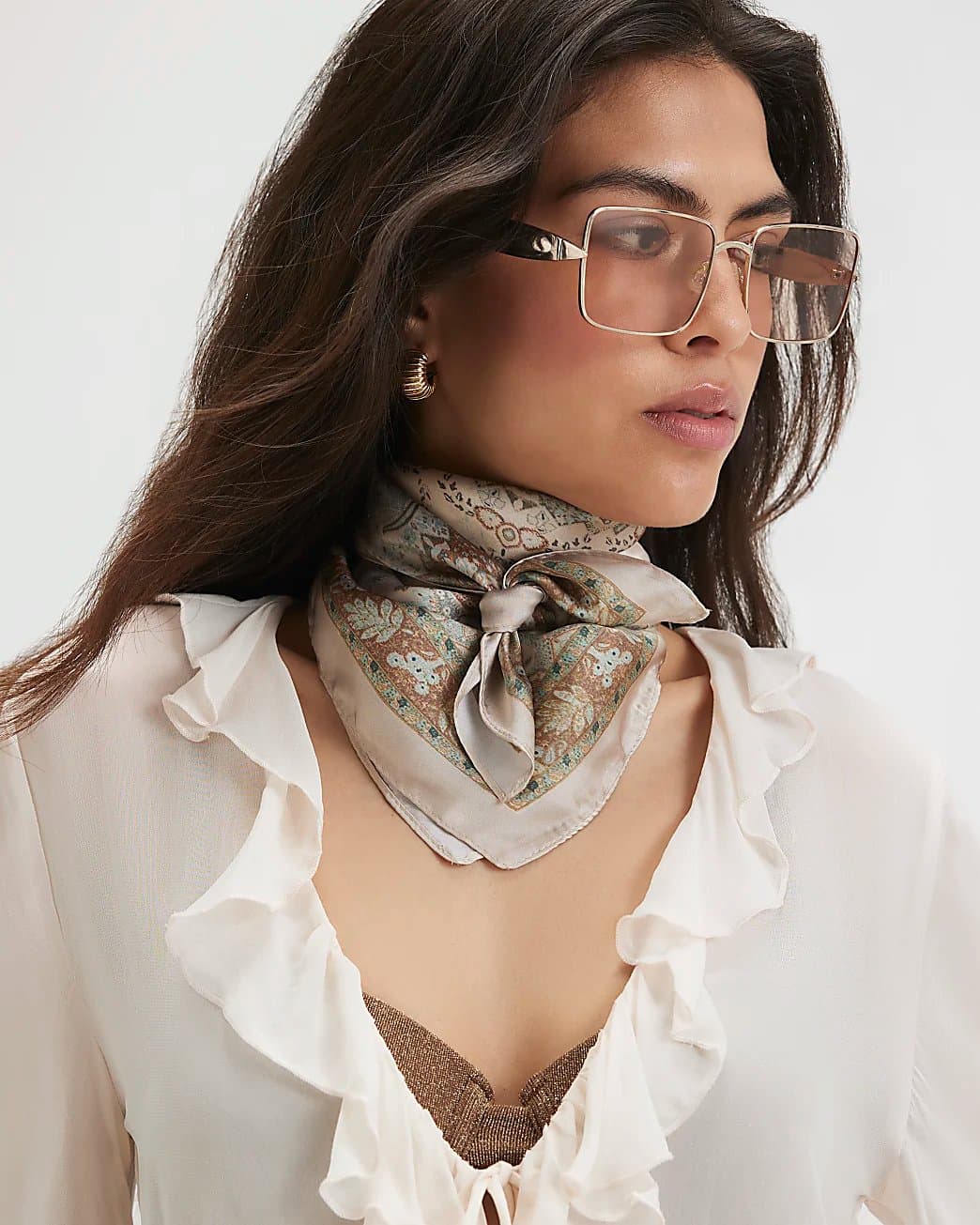 River Island River Island Womens Brown Paisley Satin Scarf