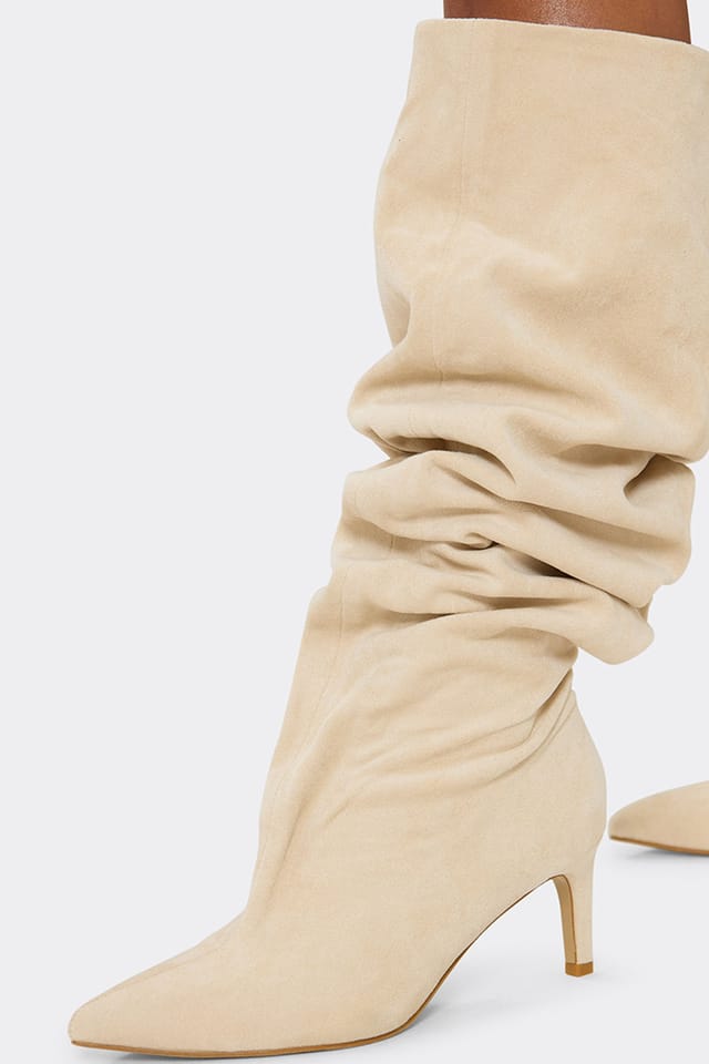 EGO EGO Women's Knee High Faux Suede Stiletto Boots in Tan - 2