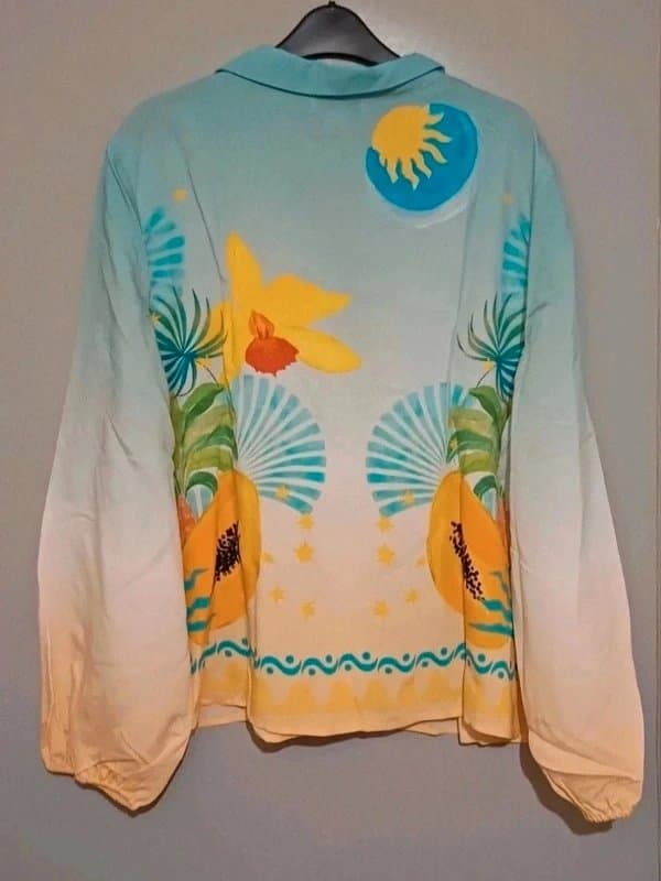 Never Fully Dressed Never Fully Dressed Rio Miley Long-Sleeved Patterned Shirt RRP £89 - size 20