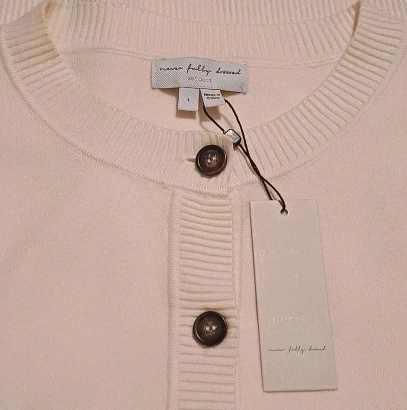 Never Fully Dressed Never Fully Dressed Cream  Embroidered Knitted Cardigan RRP £99 - size L 14