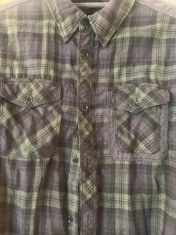 AllSaints AllSaints Slim Fit Checked Shirt Purple Grey Size Small