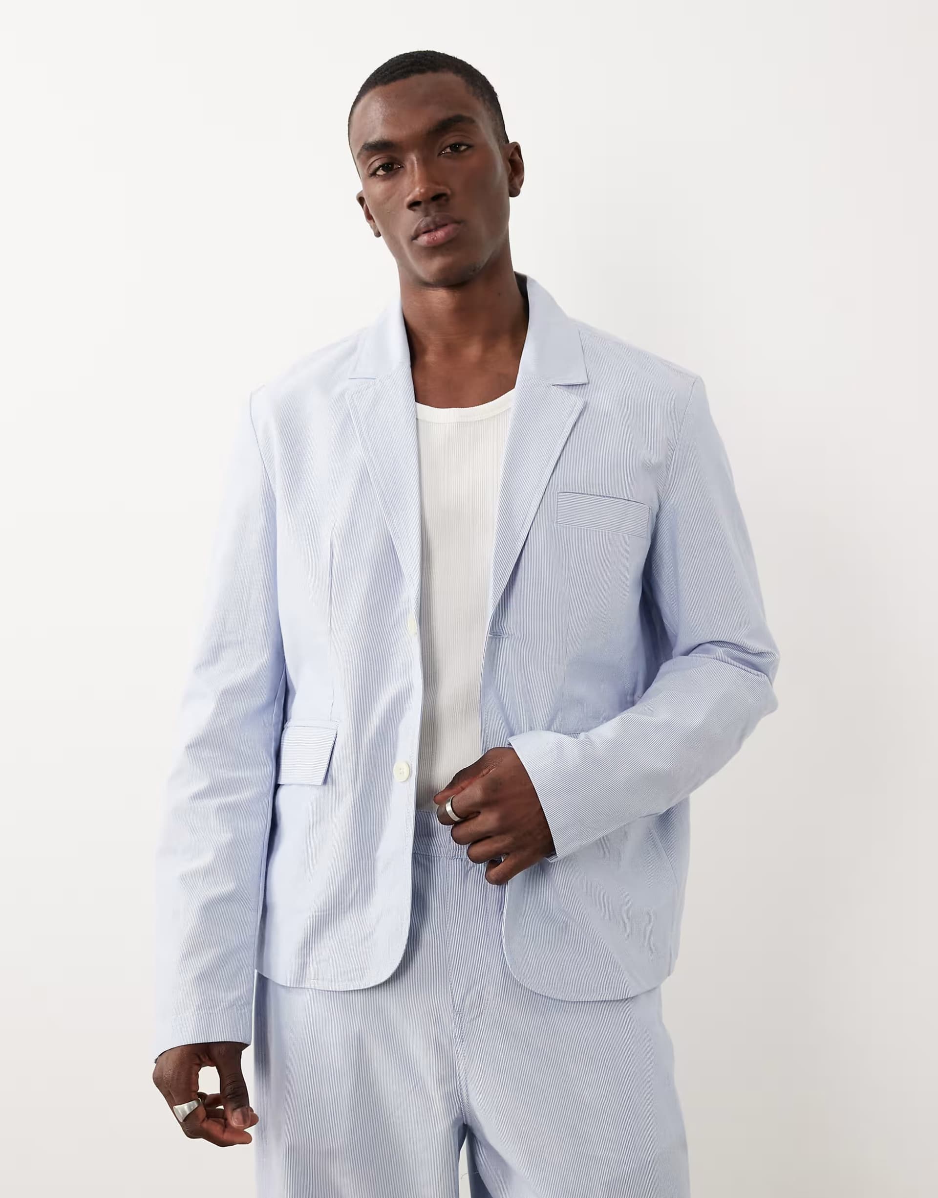 ASOS Farah Archive Biggs co-ord stripe blazer in blue