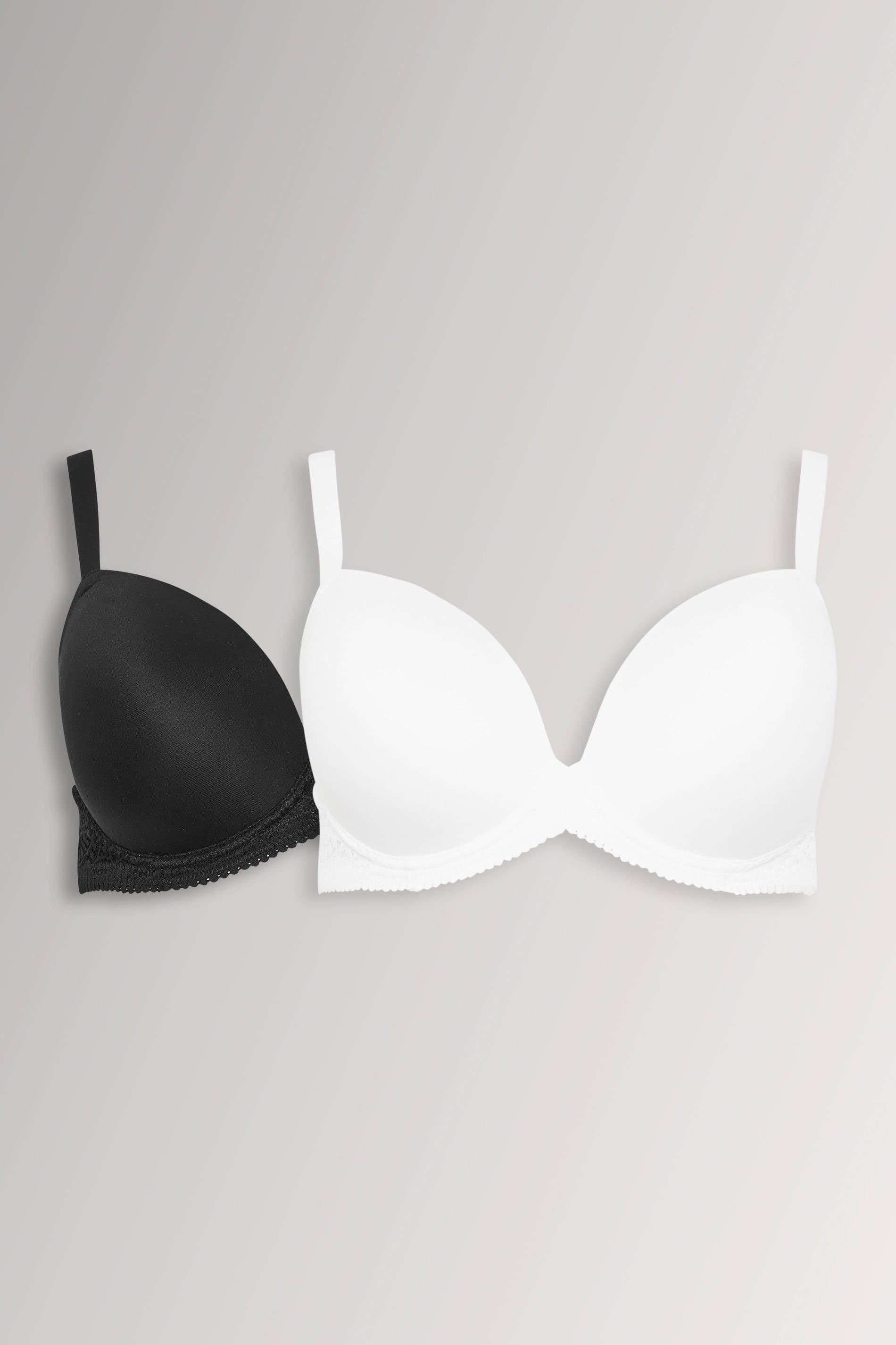 Yours 2 Pack Plus Size White & Black Soft Touch Moulded Underwired Tshirt Bras