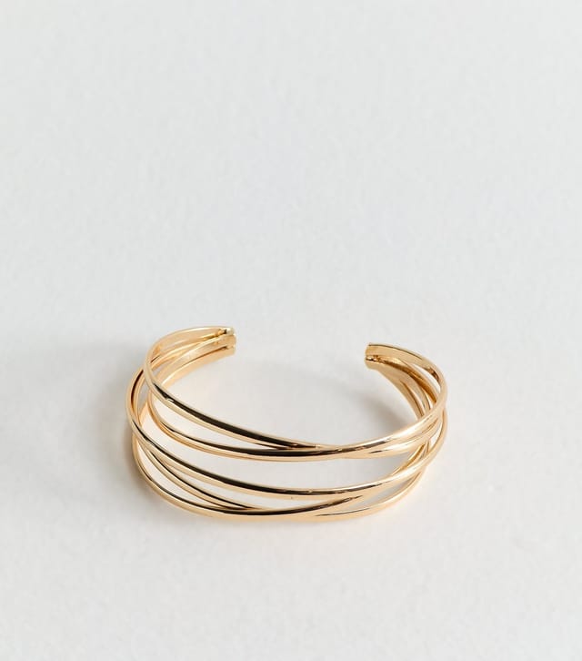 New Look Gold Tone Skinny Cross Over Bangle New Look - 3