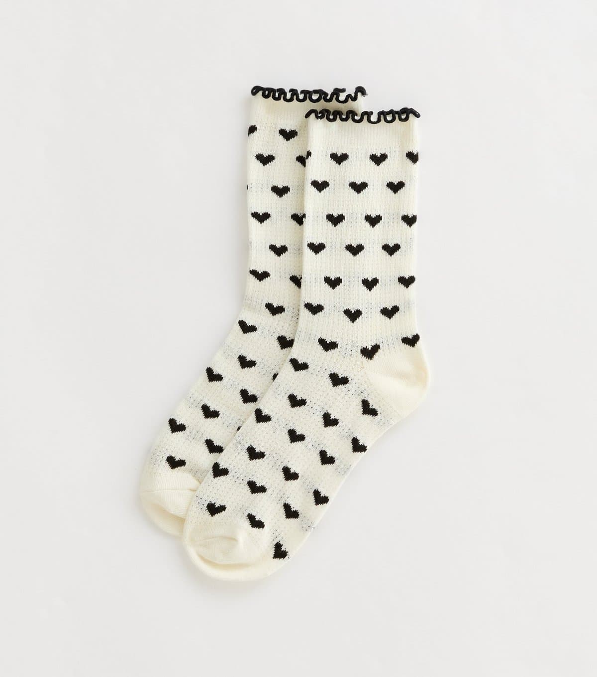 New Look Cream Frill Trim Heart Socks New Look