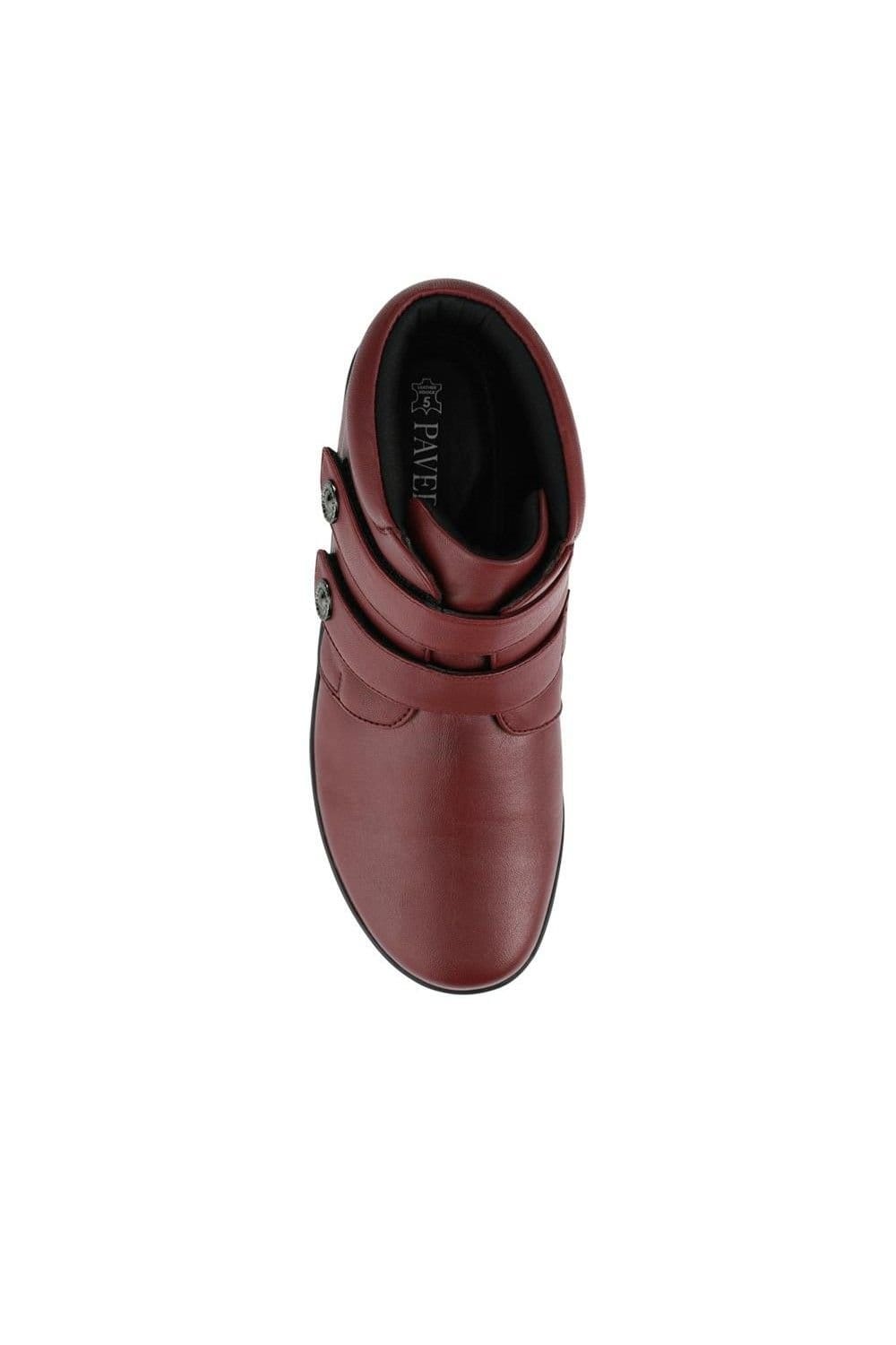 Pavers Pavers Women's Wide Fit Leather Touch Fasten Boots in Burgundy - 4