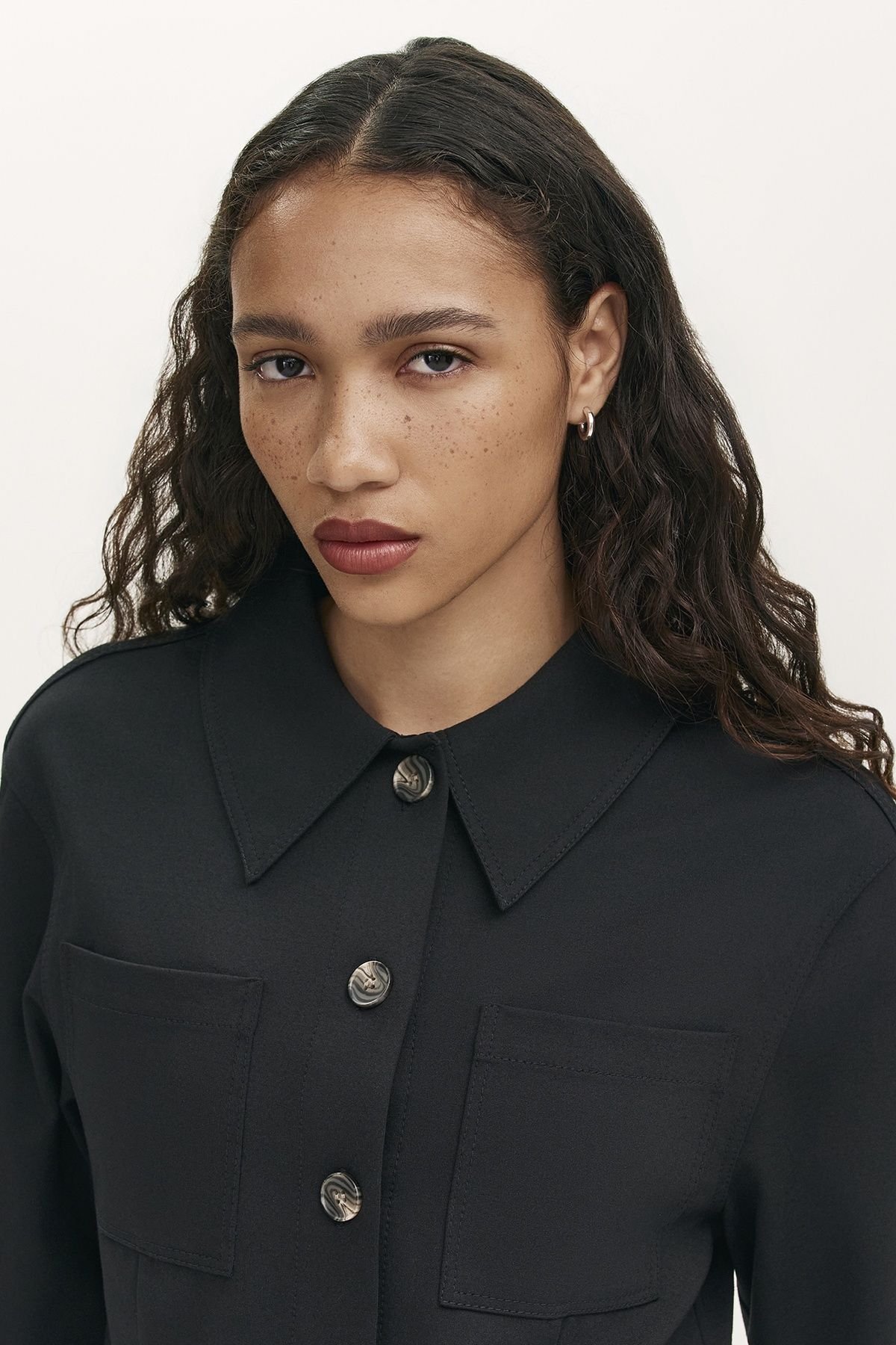 Finery London Finery London Women's Agness Ponte Jersey Collared Jacket in True Black - 4