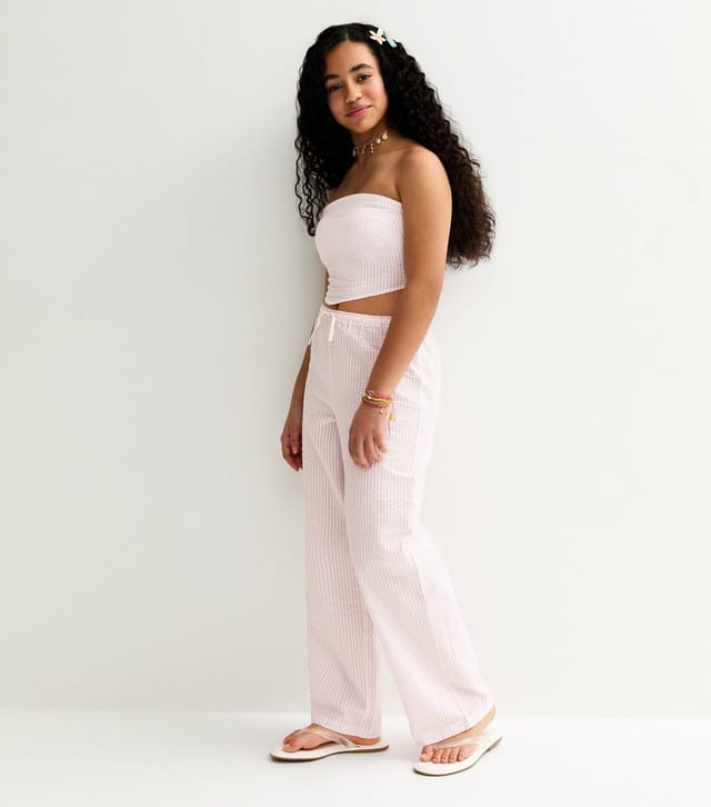 New Look Girls' Pink Stripe Seersucker Trousers New Look - 3