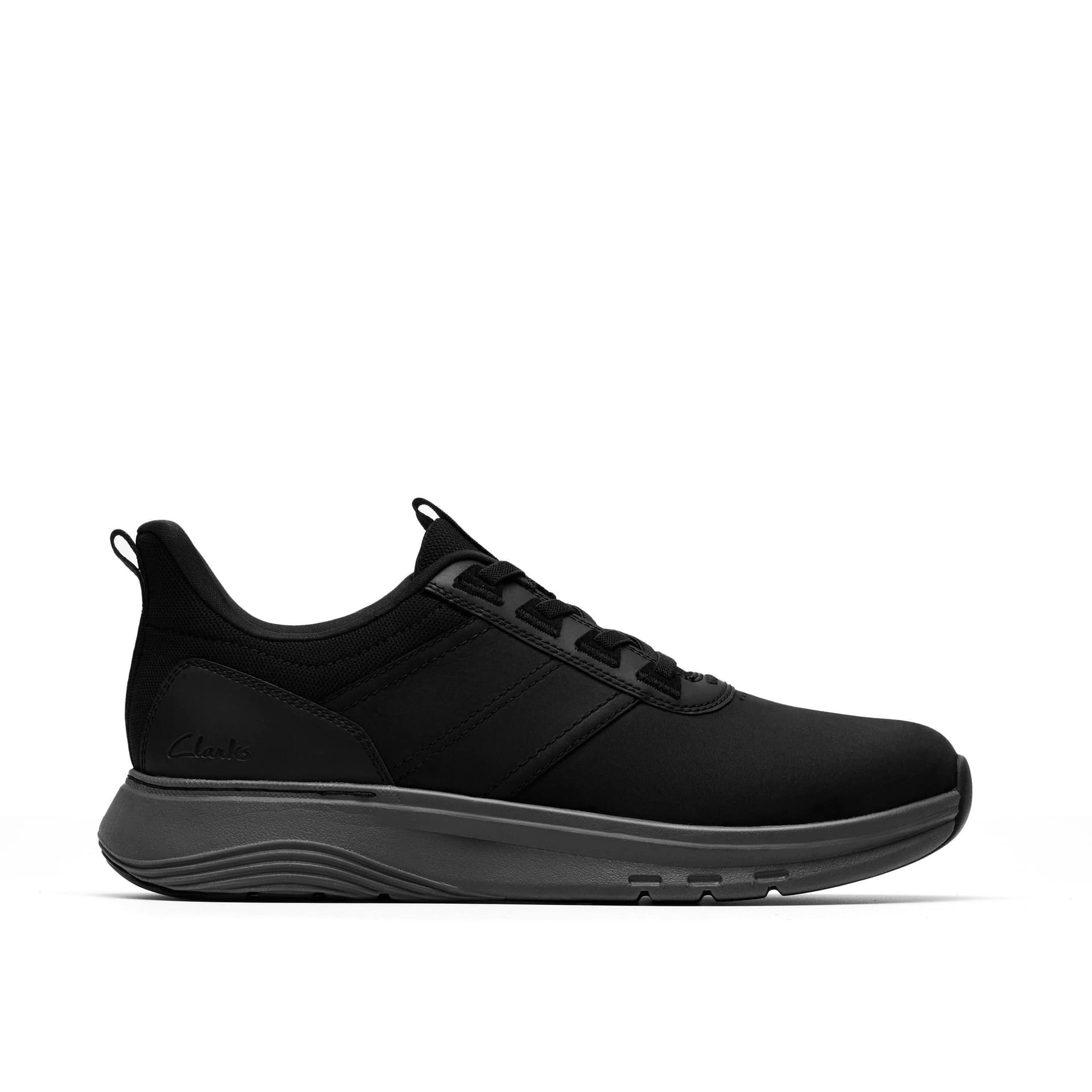 Clarks Clarks Men's Motion Trek LX Black Leather Trainers, Lace Up