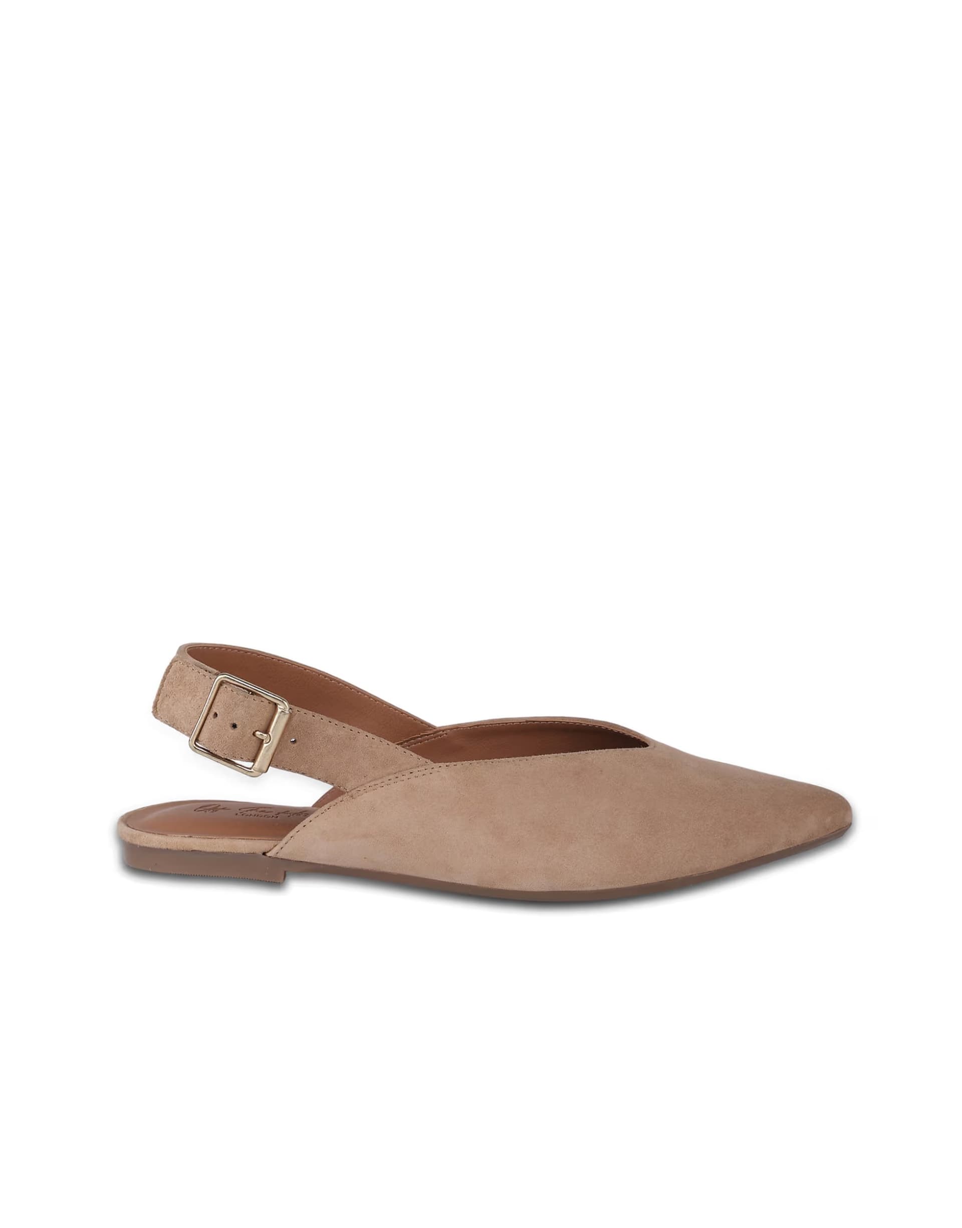 ASOS Off The Hook Shenley suede leather slingback ballet flats in beige