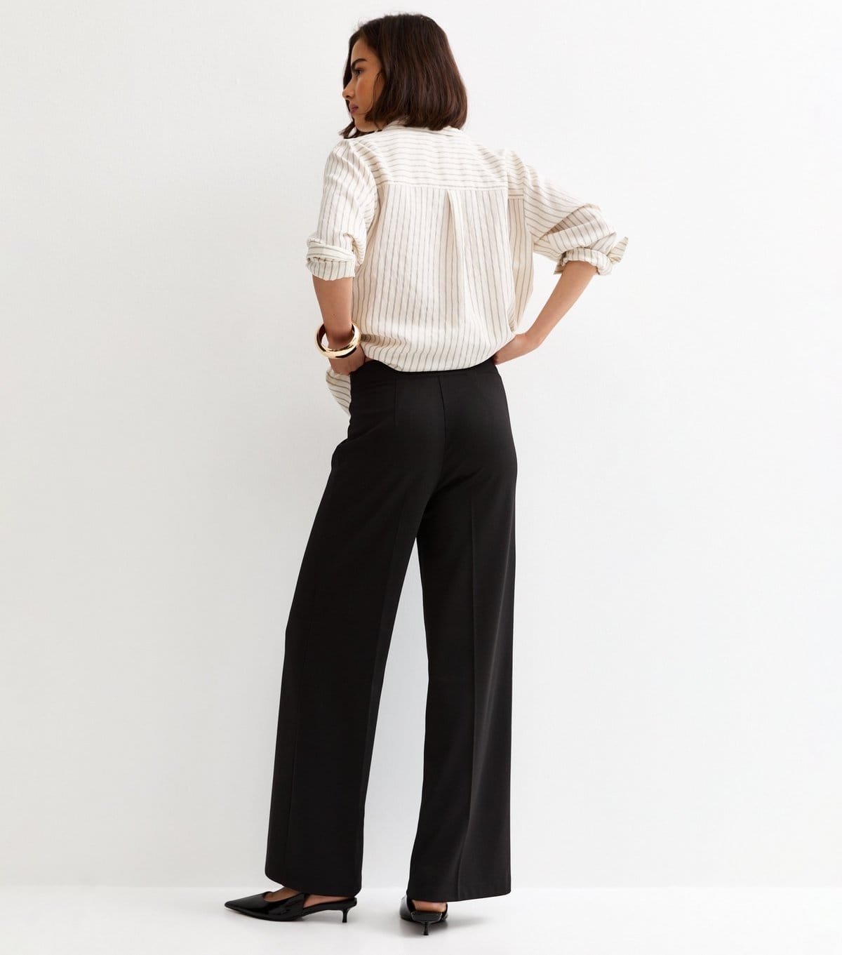 New Look Women's Black Jersey Wide Leg Trousers New Look - 4
