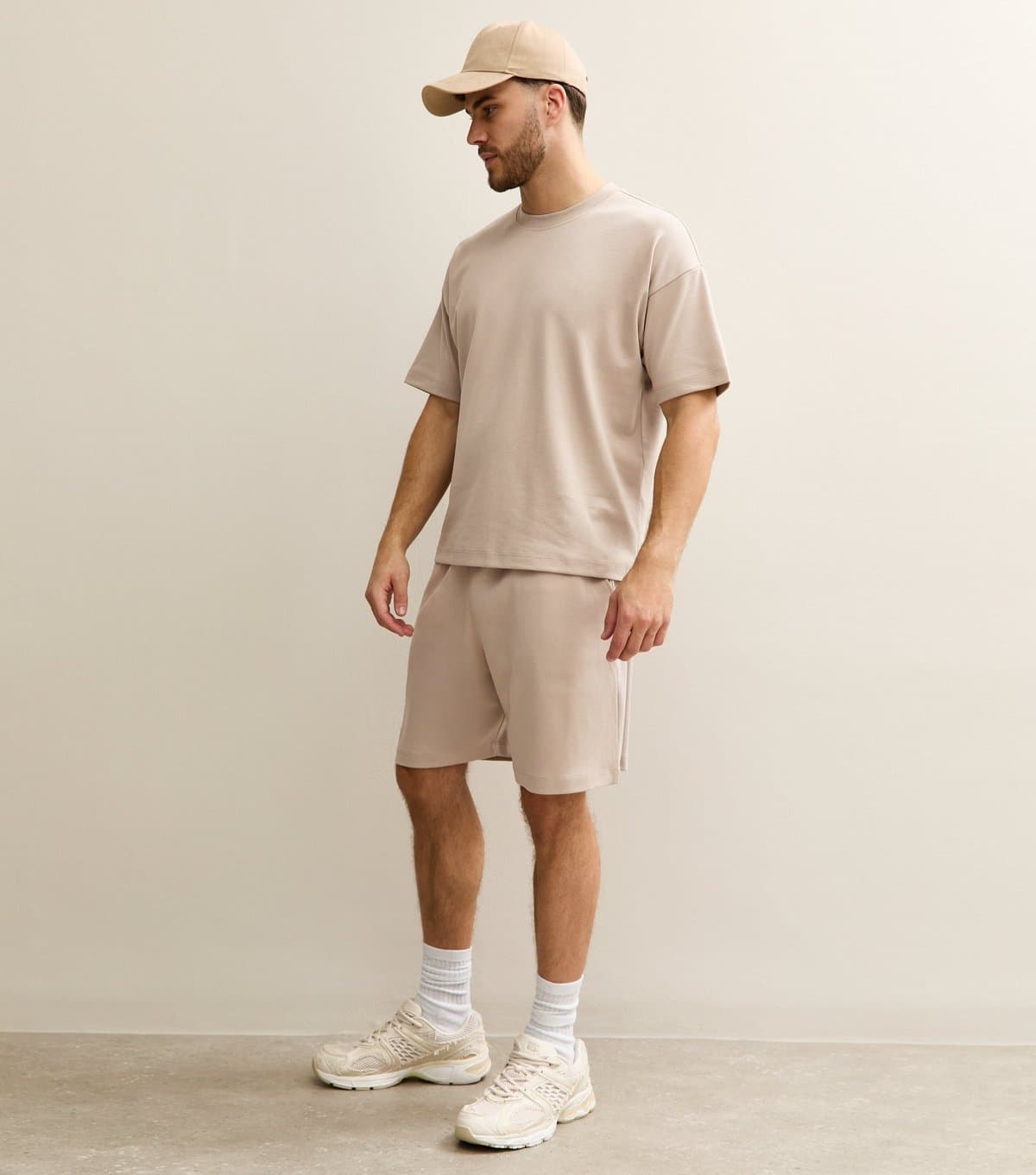 New Look Men's Light Brown Regular Panelled Jersey Shorts New Look