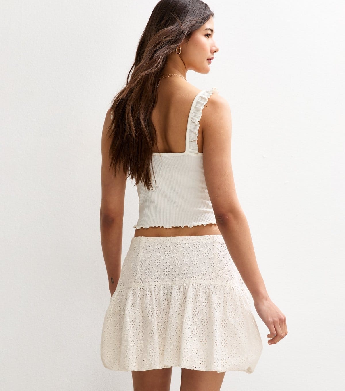 New Look Women's White Broderie Anglaise Tiered Mini Skirt New Look - 4