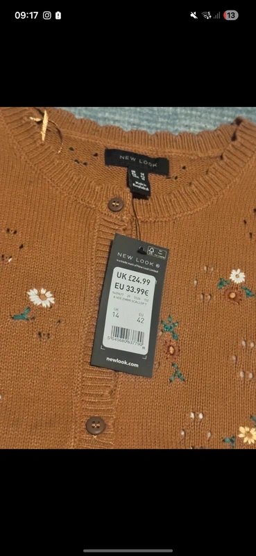New Look BNWT Brown vest waistcoat with flowers & buttons - 1