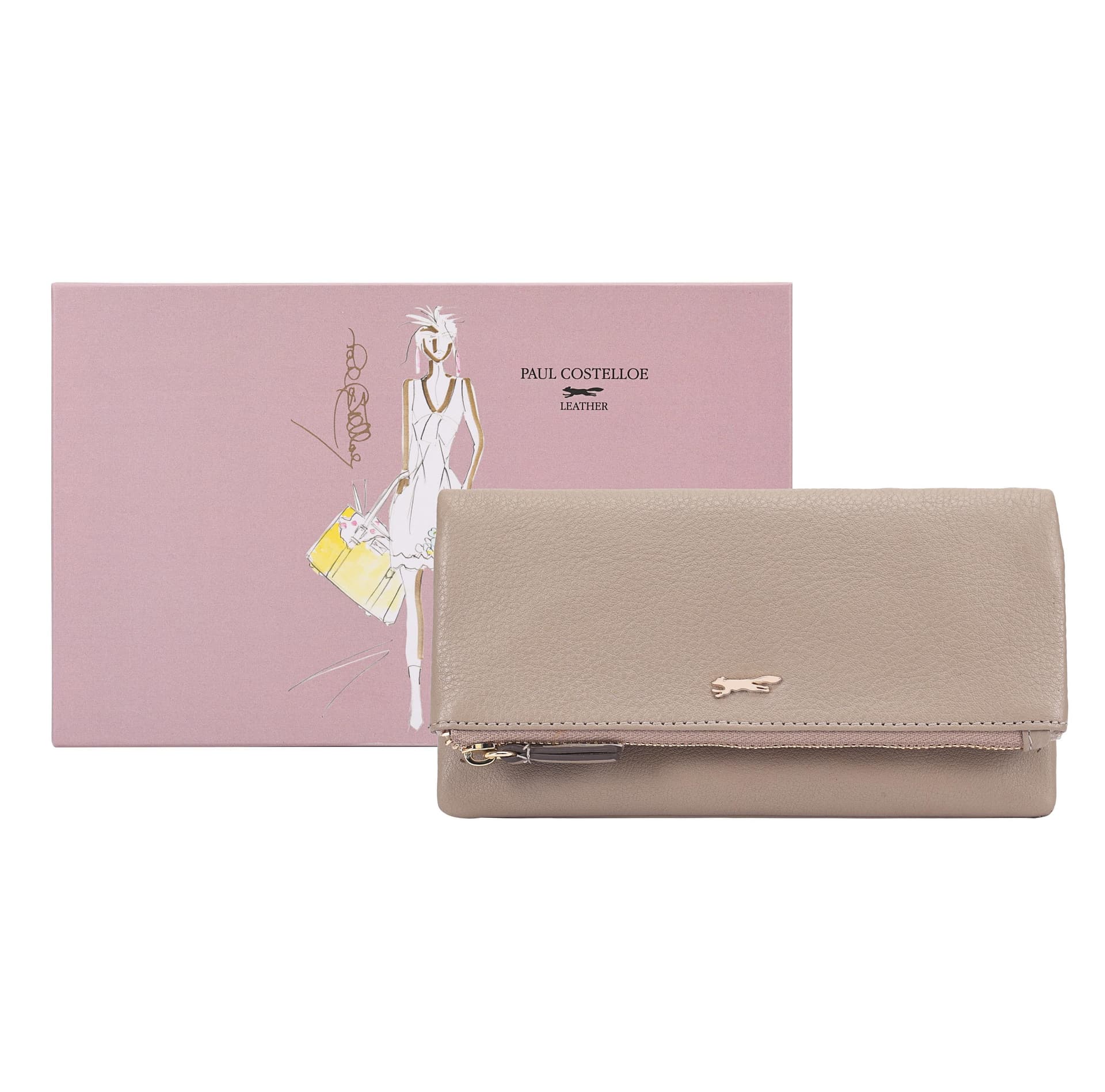 Paul Costelloe Paul Costelloe Women's Kiso Leather Purse in Taupe
