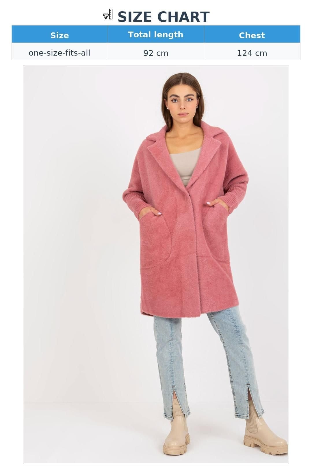 Love Lace Love Lace Women's Unlined Long Sleeve Coat with Press Studs Pockets in Pink - 4