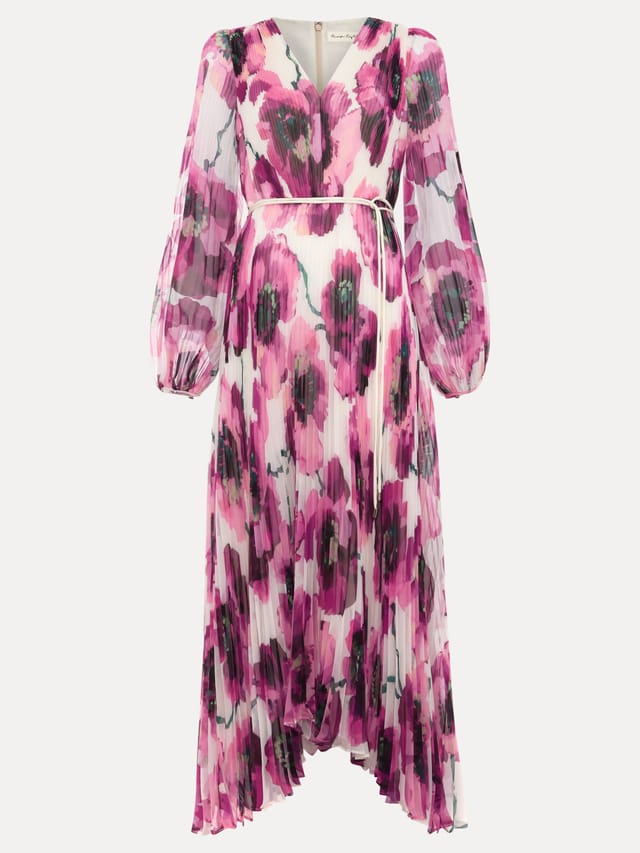 Phase Eight Phase Eight Women's Petite Natalia Pleated Tie-Waist Dress in Fuchsia - 2