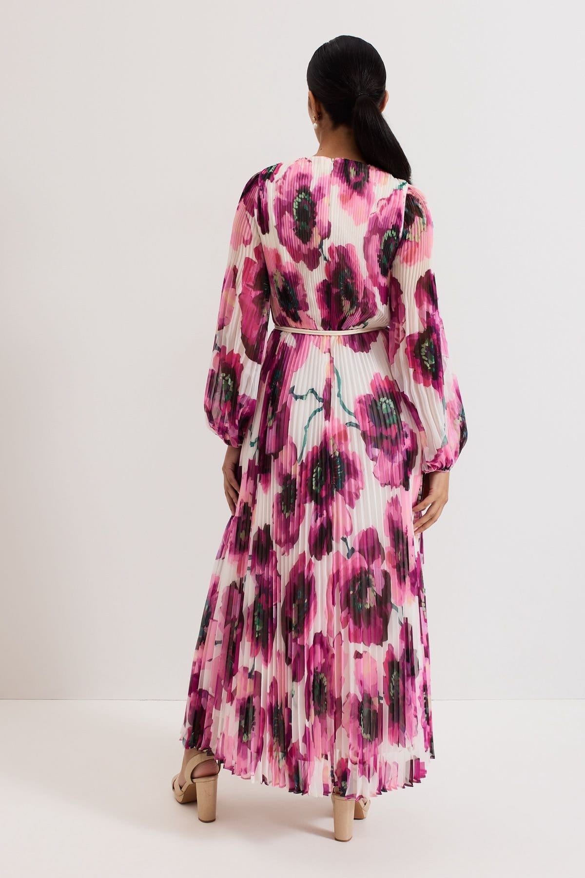 Phase Eight Phase Eight Women's Petite Natalia Pleated Tie-Waist Dress in Fuchsia - 4