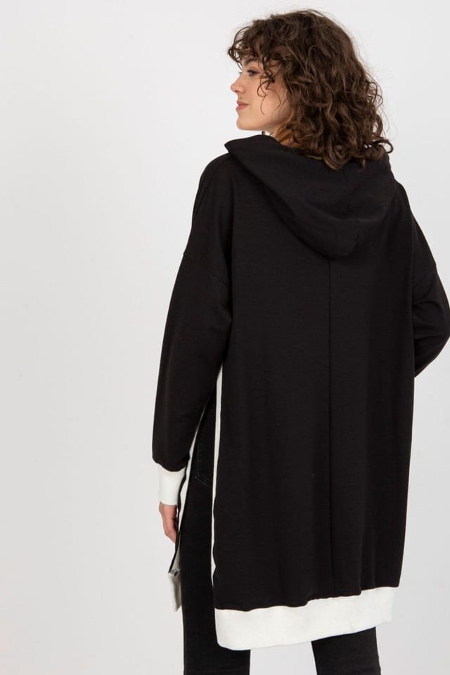 Love Lace Love Lace Women's Long Hooded Logo Patch Casual Sweatshirt in Black - 3