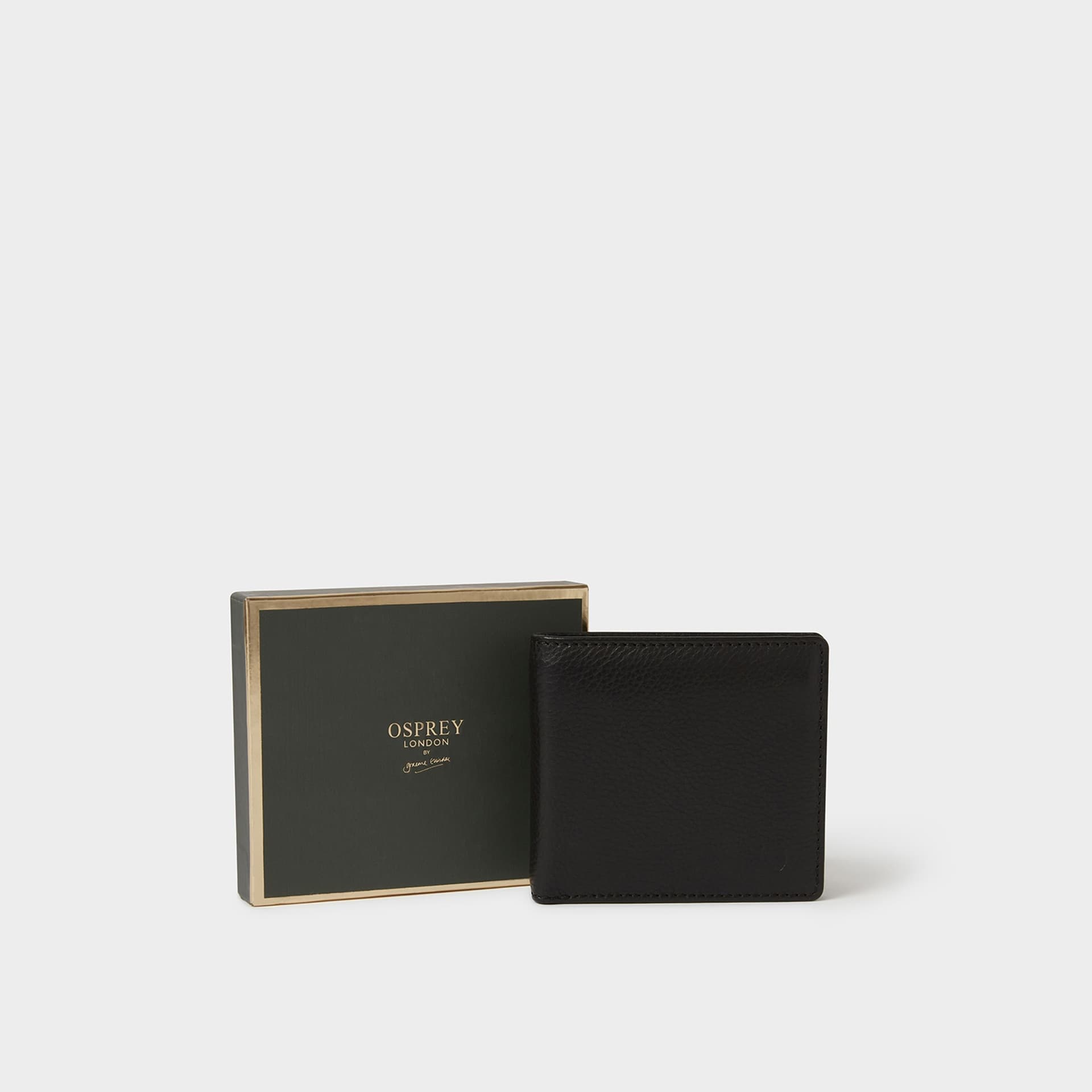OSPREY LONDON OSPREY LONDON Men's The O Deboss East West Leather Billfold Wallet in Black