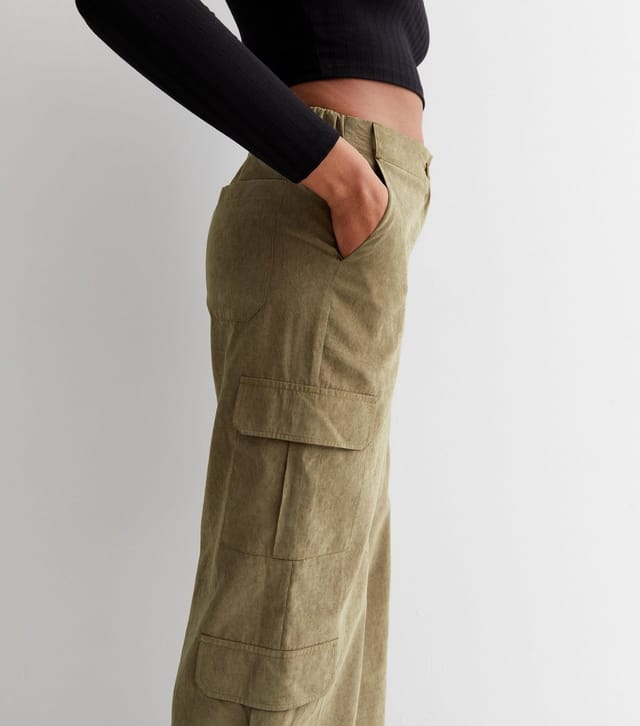 New Look Women's Khaki Wide Leg Cargo Trousers New Look - 3