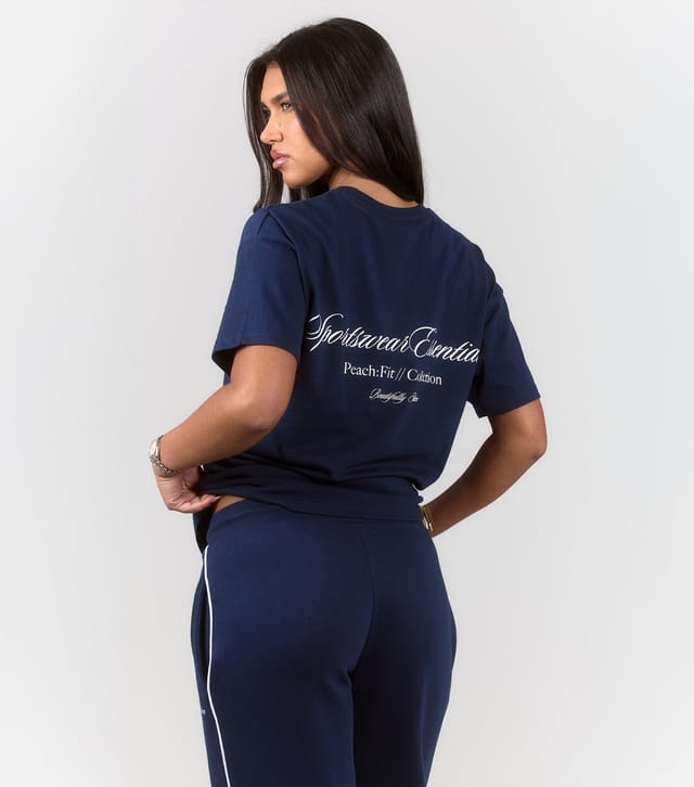 Peach Fit Women's Navy Cotton Rich Rosa T-Shirt Peach Fit New Look - 3
