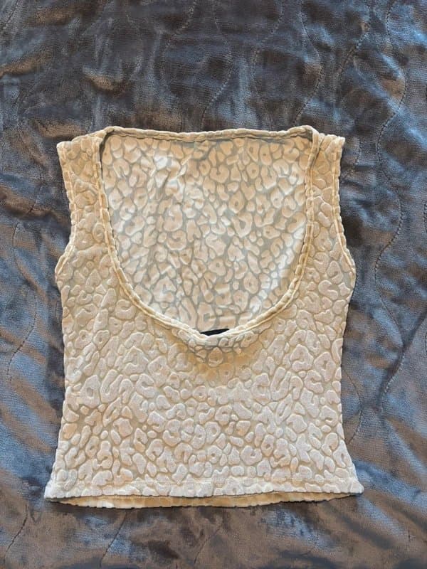 ASOS Design Mesh velvet nude crop top💛