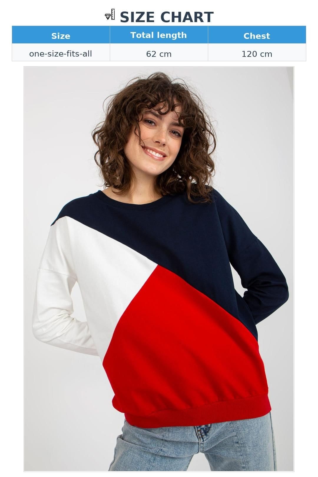 Love Lace Love Lace Women's Tricolor Long Sleeve Round Neck Sweatshirt in Navy - 4