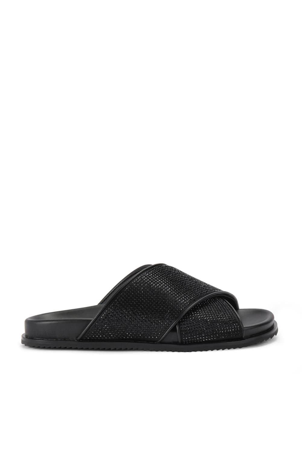 Kurt Geiger London Kurt Geiger London Women's 'Fabric Footbed Sandal' Fabric Sandals in Black