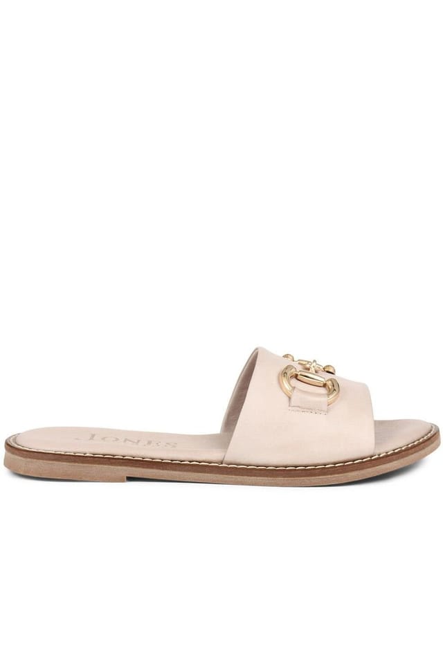 Jones Bootmaker Jones Bootmaker Women's Emillina Leather Buckle Mule Sandals in Beige - 2