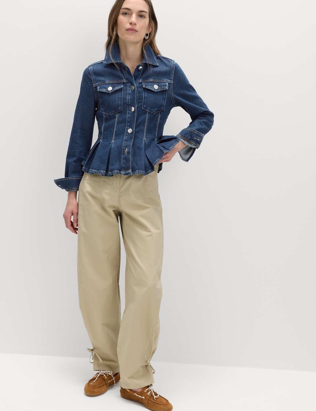 Marks & Spencer M&S Denim Peplum Collared Jacket Dark Indigo - 4