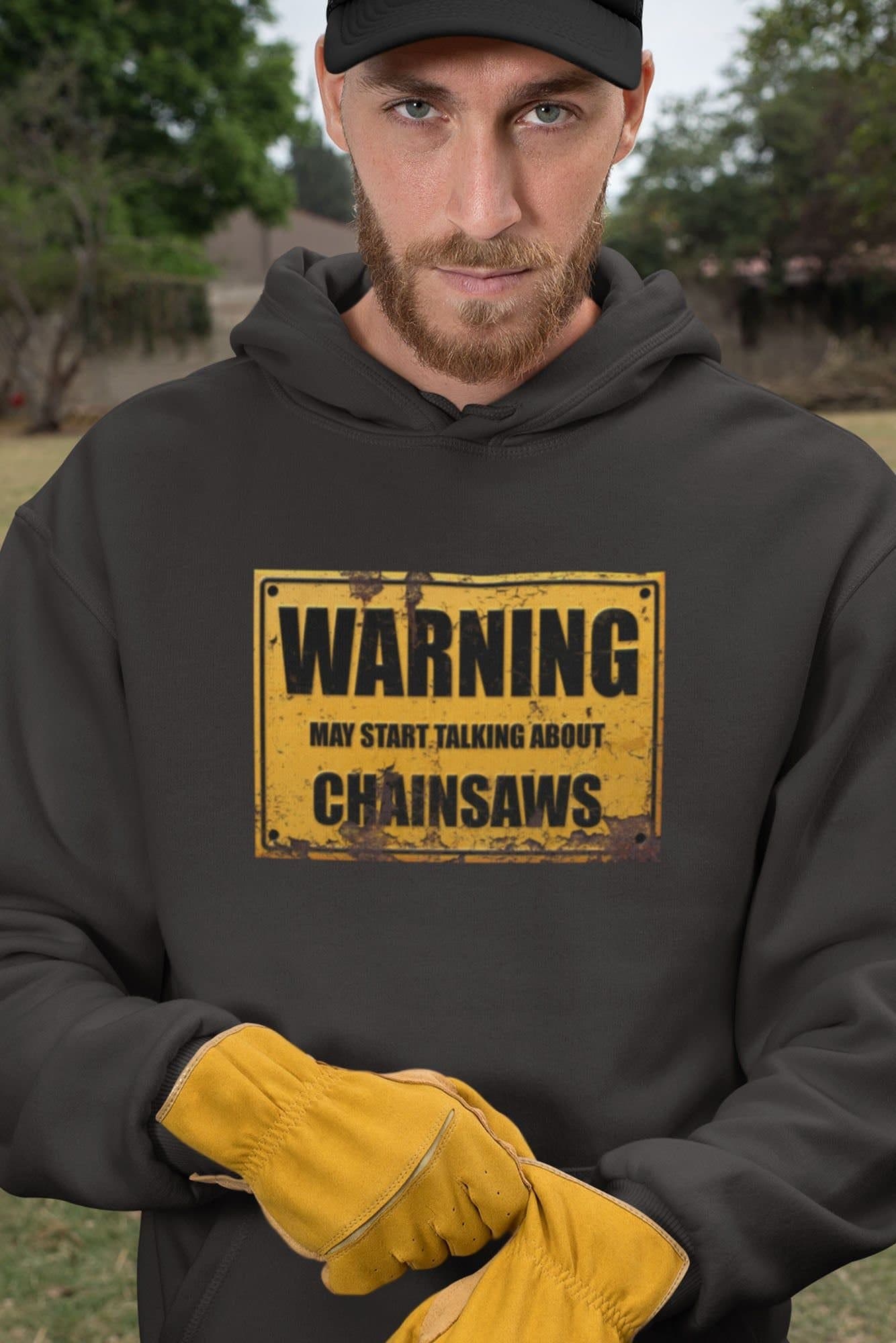 Bad Zebedee Bad Zebedee Men's Warning May Start Talking About Chainsaws Hoodie in Grey