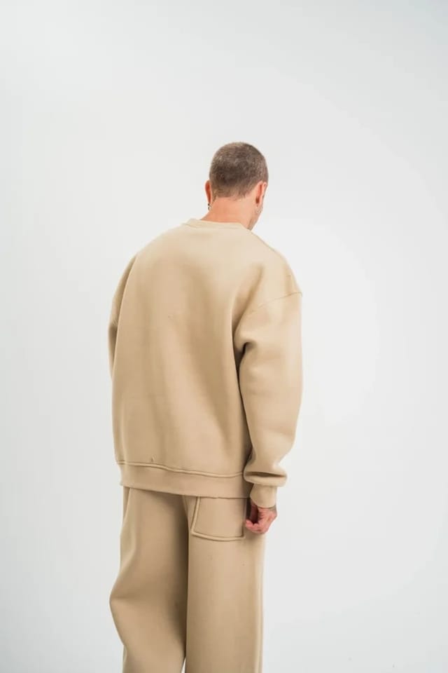 Janes Janes Men's Oversized Crew Neck Sweatshirt in Beige - 2