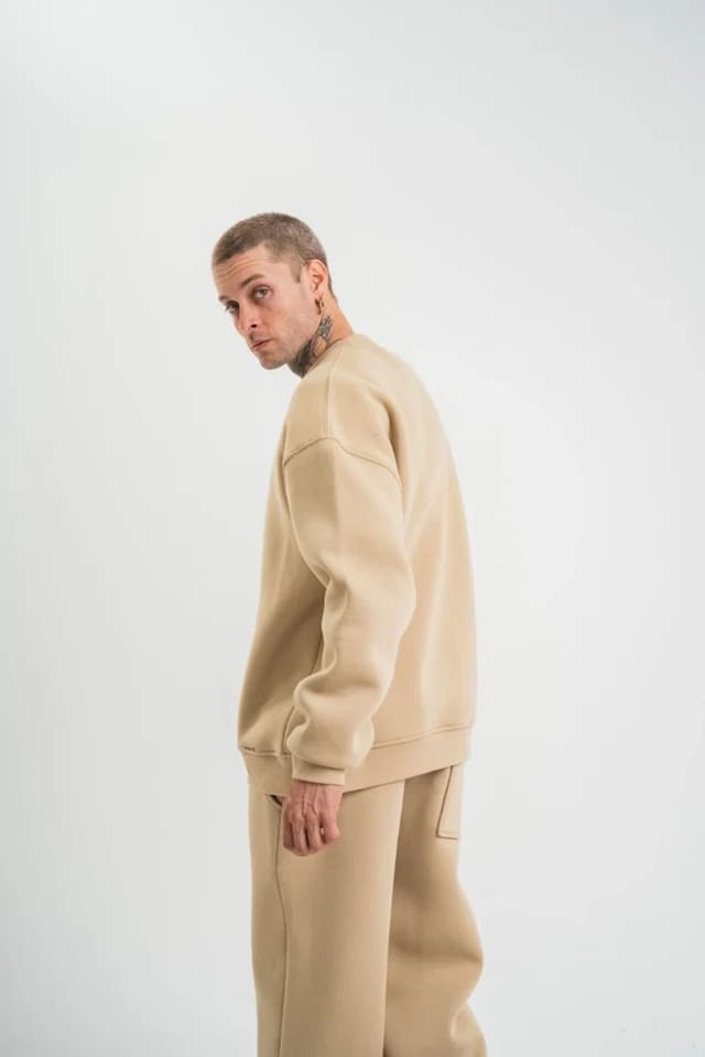 Janes Janes Men's Oversized Crew Neck Sweatshirt in Beige - 3