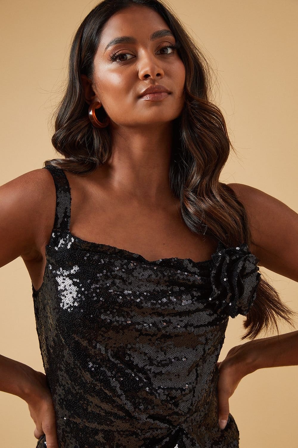 Oasis Oasis Women's Occasion Sequin Corsage Mini Dress in Black - 4