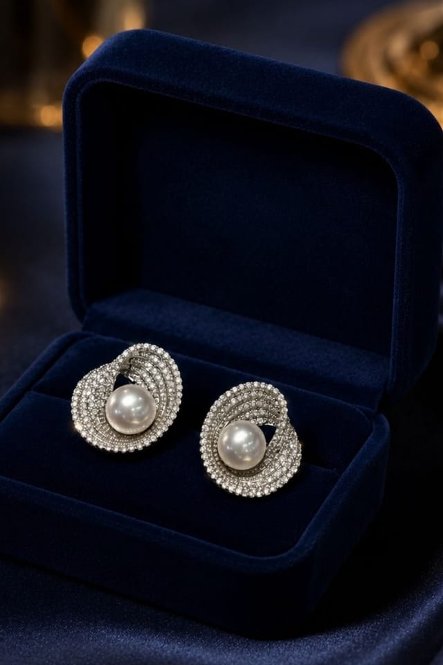 Lovii Lovii Women's Lumea Galaxy Swirl S925 Pearl Stud Earrings in Silver - 2