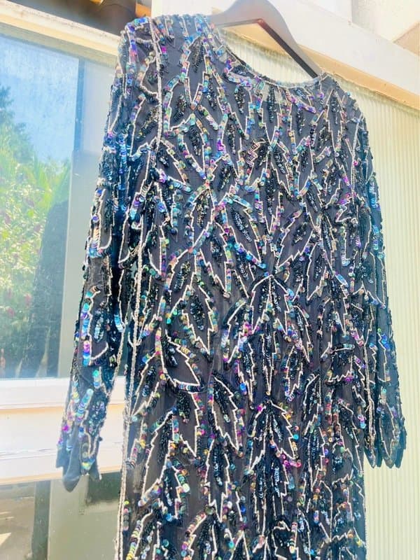 Vintage Boutique Holographic Vintage 80’s beaded sequin dress- could fit sizes xS/S to M/Small L