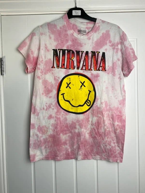 Nirvana Pink Tie Dye Nirvana Band Tee Size S Grunge Rock T Shirt