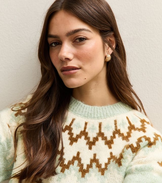 New Look Women's Petite Green Fair Isle Knitted Jumper New Look - 2