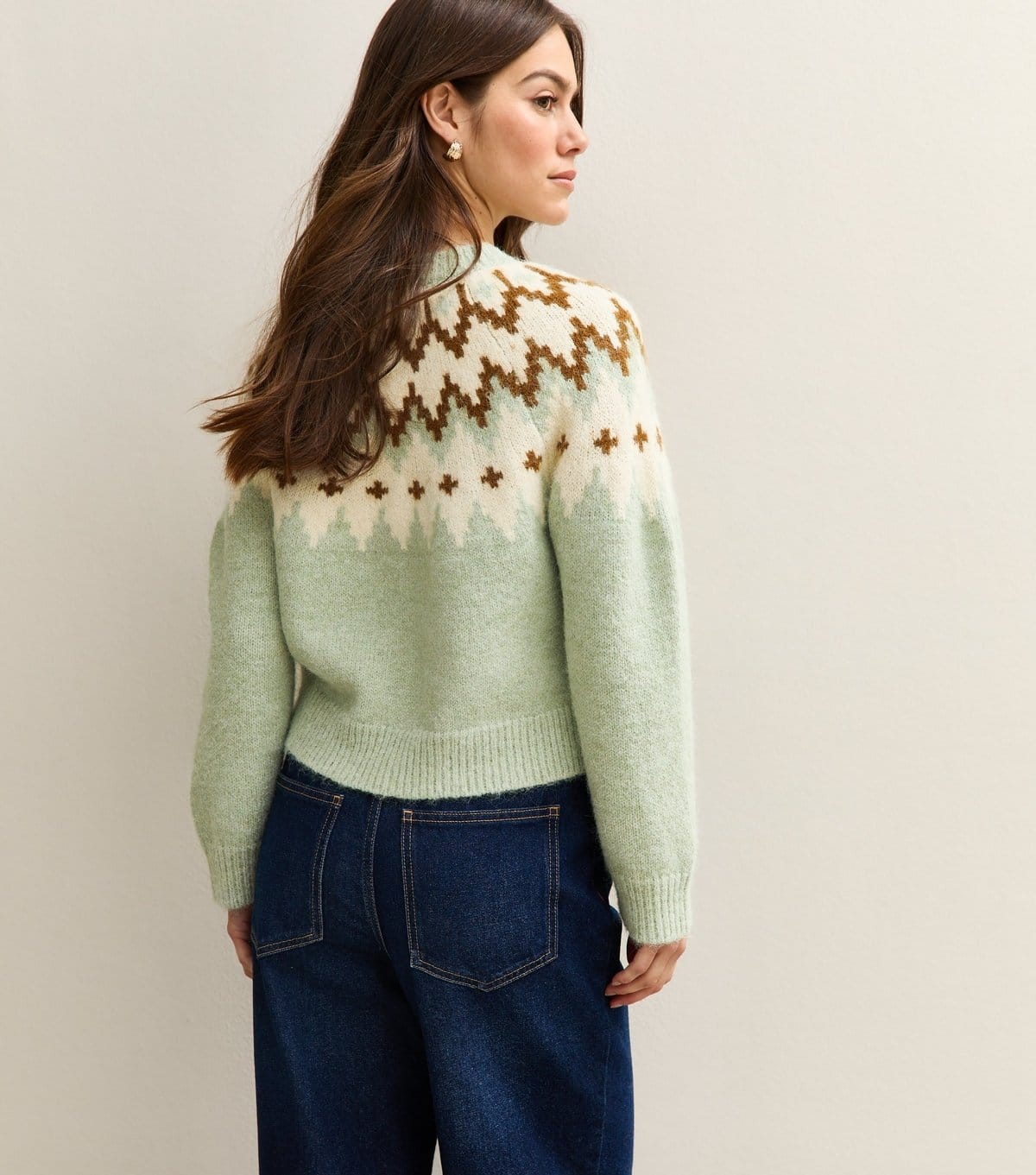 New Look Women's Petite Green Fair Isle Knitted Jumper New Look - 4