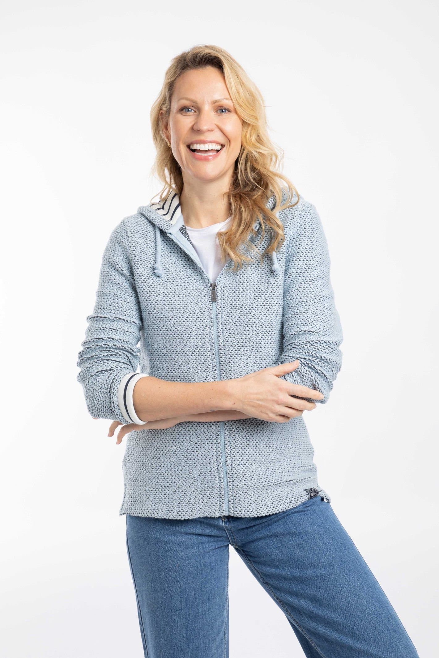 Weird Fish Weird Fish Women's Chicoa Full Zip Macaroni Hoodie in Light Blue