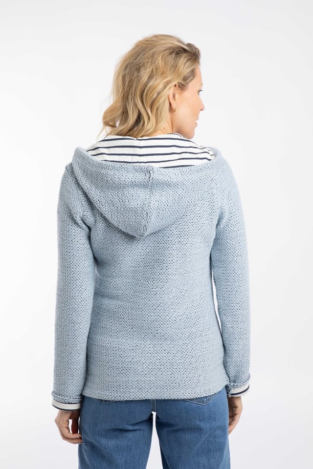 Weird Fish Weird Fish Women's Chicoa Full Zip Macaroni Hoodie in Light Blue - 3