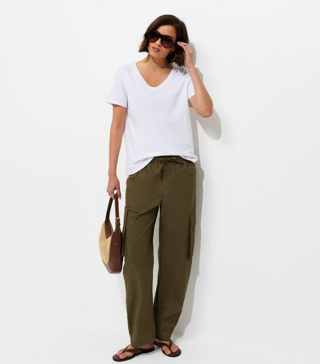 New Look Women's Premium White Linen Rich V Neck T-Shirt New Look - 3